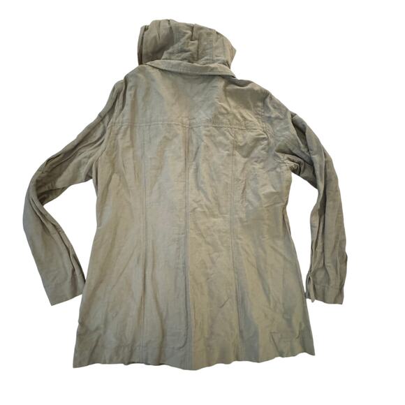 Eileen Fisher Zip Jacket w/removable hood Longsleeve Cotton Metallic taupe Large - Picture 3 of 12